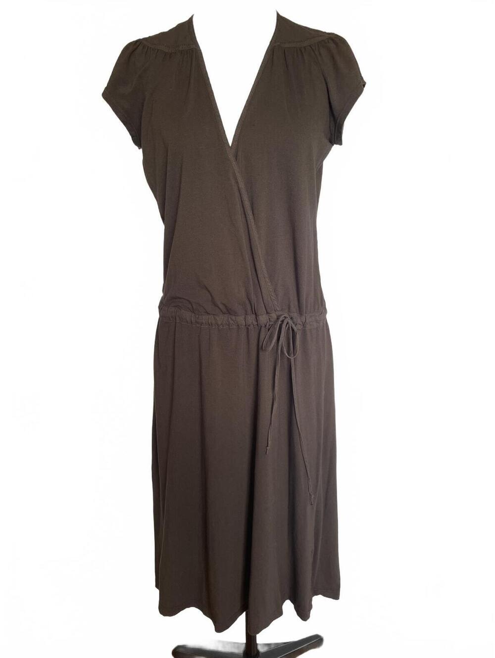 James Perse Chocolate Brown Wrap Dress 3 L 90s Minimalist West Coast Earth Chic